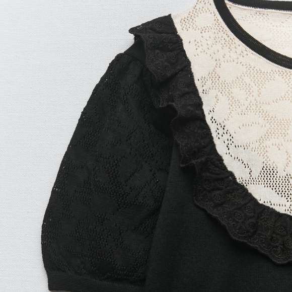 Zara limited edition lace pointelle knitted crop top - Picture 6 of 6